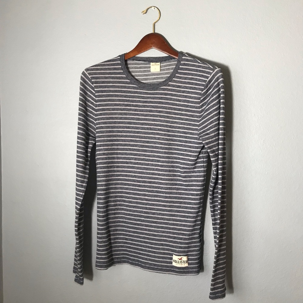 Hollister Navy & Gray Striped Thermal